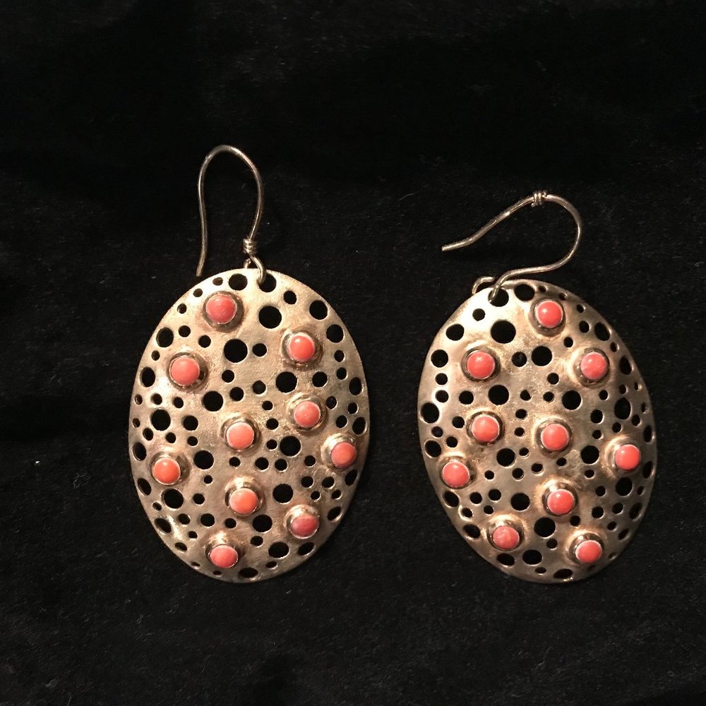 Rarities Carol Brodie Silver Coral Earrings New